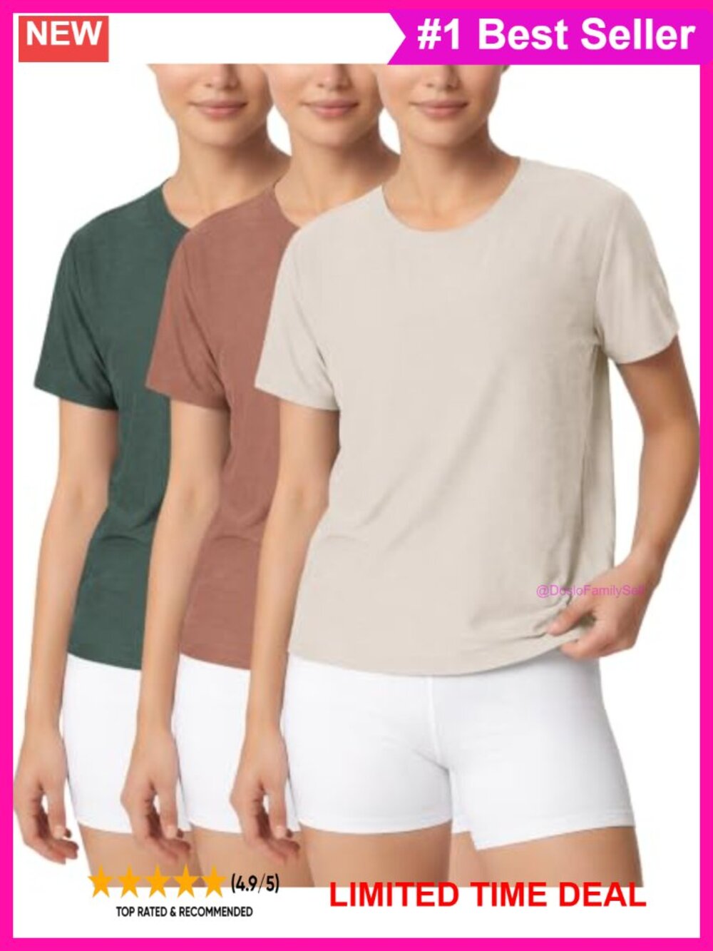 Women's Performance Crew Neck Short Sleeve Relaxed Fit Tee UPF 50+